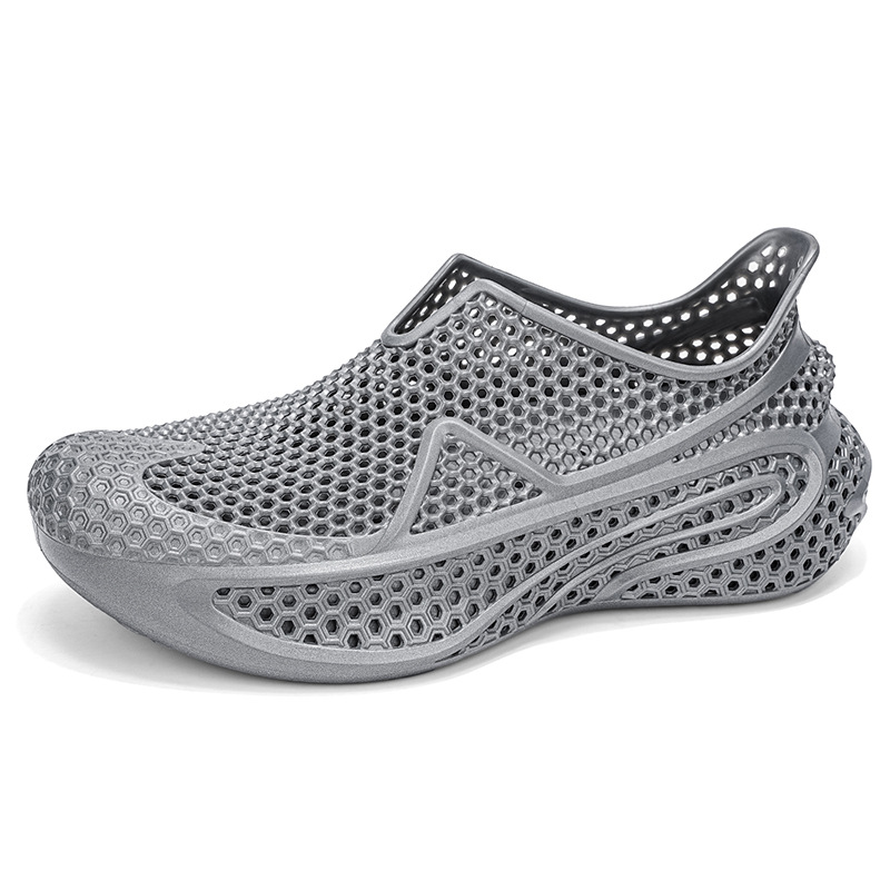 Impresión 3D agujero zapatos pareja 2026 nuevo verano transpirable desgaste de fondo grueso pedazo sensación sandálias de playa para nadar