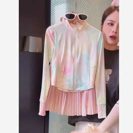 女童春夏薄款防晒外套短裙两件套2026新款中大童运动健身速干套装