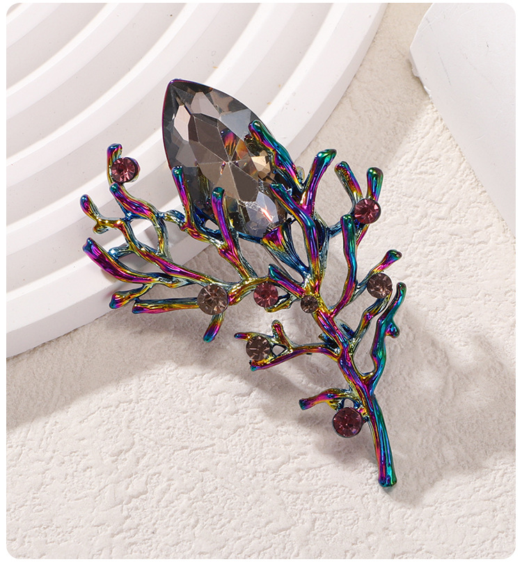 Retro Pin Leaf Flower Alloy Rhinestones Unisex Brooches display picture 7