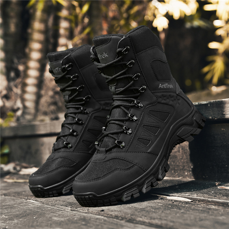 Transfronterizos resistentes a la explosión de venta directa nuevo entrenamiento a pie de combate a pie cómodo desgaste botas militares gruesas zapatos de montaña
