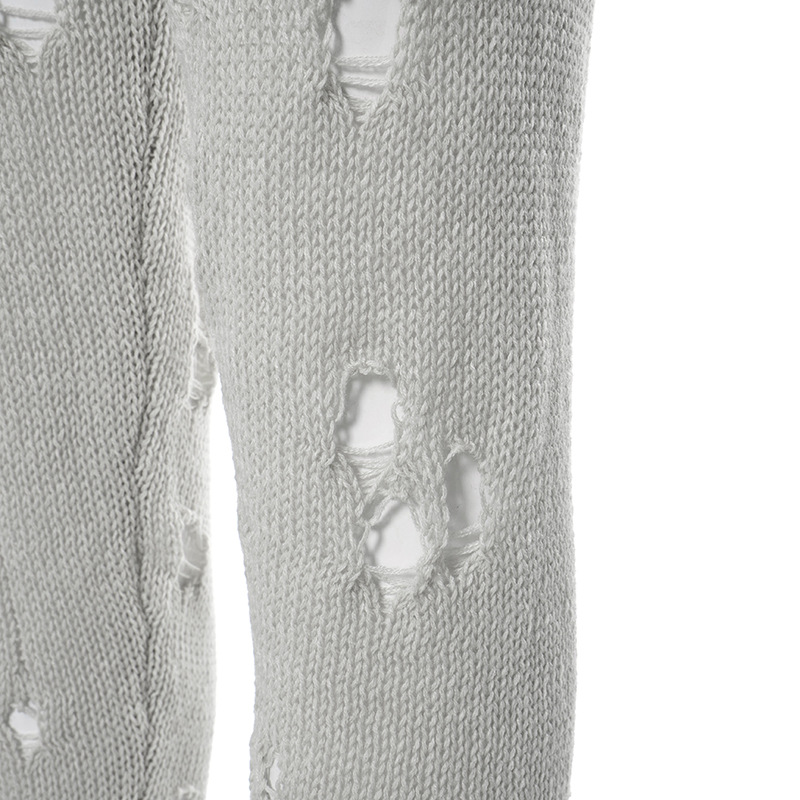 Women Clothing Autumn Winter Holes Long Sleeve Back Strap Woolen Long Conjoined Trousers
