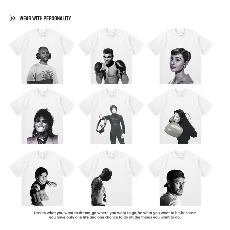 Tribute to DIY Classic Character Short-Sleeved T-Shirt Jackie Chan, Bruce Lee, Kanye Mj, Ali, Harden, Liu Yuling
