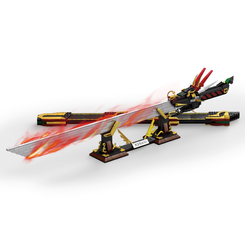 Kai Zhi Guochao Serie de Armas, Espada de Jade Negra, Bloques de Construcción Educativos, Juguetes para Niños, Regalos al por Mayor