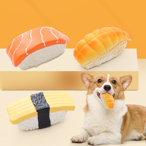 Dog Toy Sushi-Shaped Latex Chewing Toy for Puppy Teething and Oral Care, Interactive Play Pet Supplies Factory