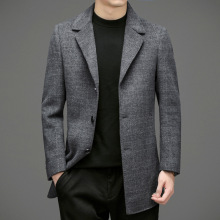 秋冬中长款中年双面呢羊毛大衣男商务西装领修身羊绒呢子风衣外套