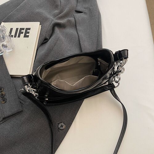 Women's bag cross-border new winter armpit bag French solid patent leather glossy high-end chain bag shoulder crossbody bag