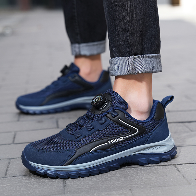 Nuevos zapatos viejos para hombres de malla de Mujer talla grande 48 zapatilla de deporte transfronteriza para hombres Jinjiang zapatos para caminar de mediana edad y ancianos hebilla giratoria transpirable