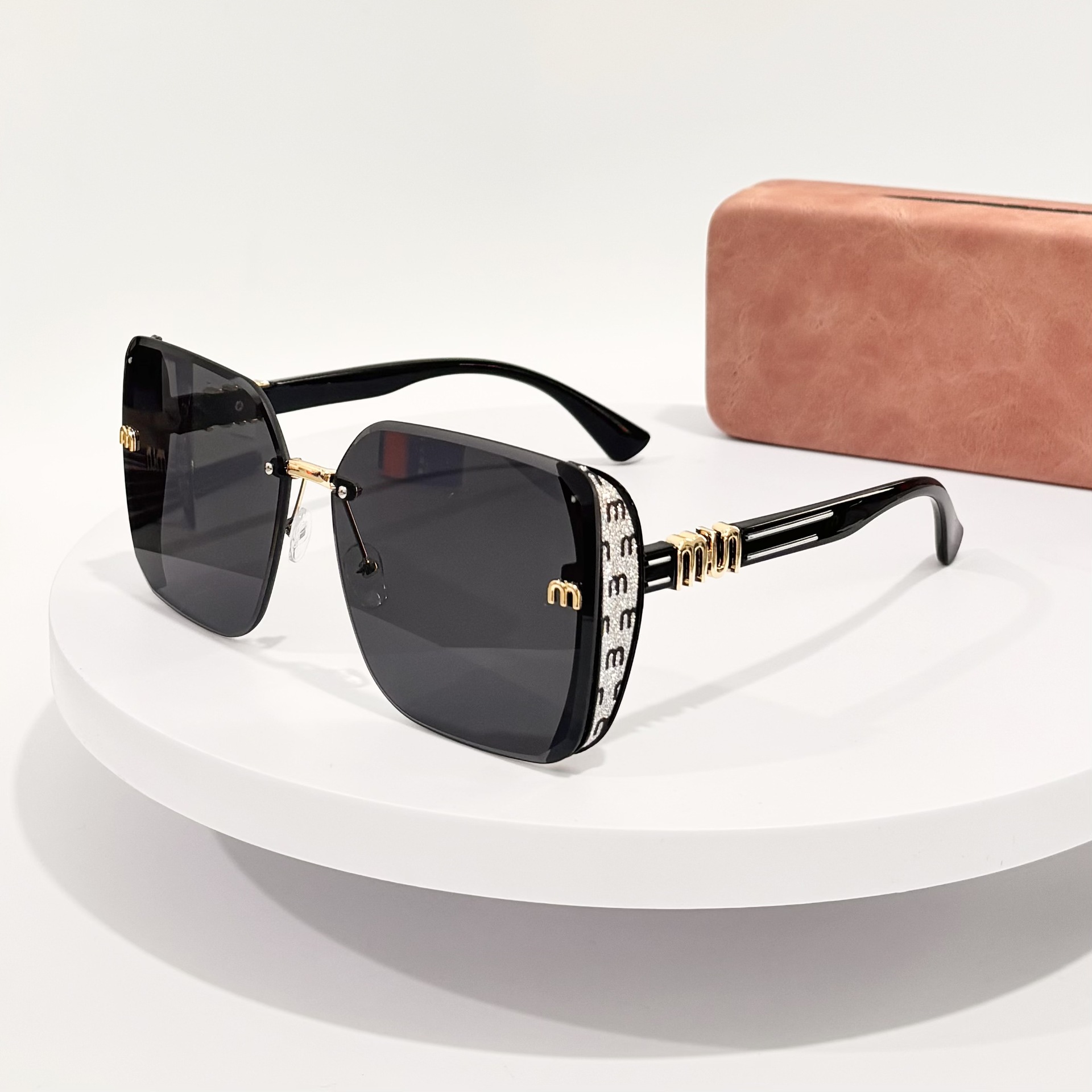 New Fashion Rimless Glasses Polygonal Glitter Light Luxury Sunglasses Women's High-end Sense Personalized All-match Internet Celebrity Sunglasses