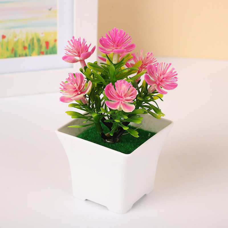 7 小さな梅の花シミュレーション鉢植え造花鉢植えプラスチック装飾造花家の装飾オフィスシミュレーション花|undefined