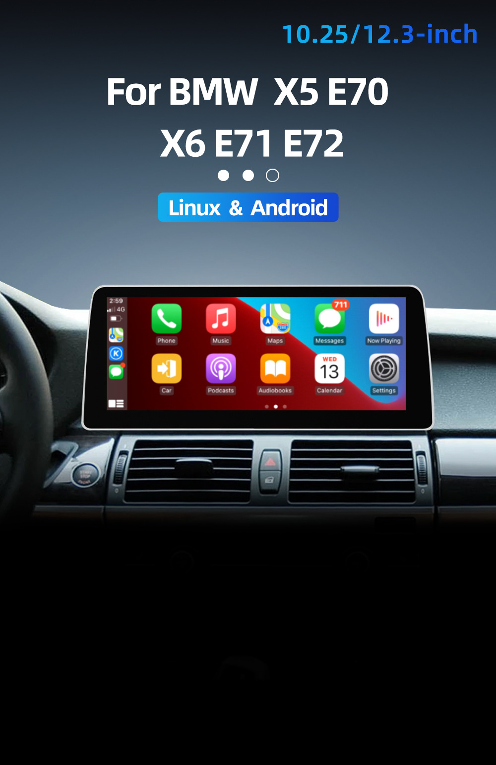 Suitable for Bmw X5 E70 X6 E71 E72 Ccc Cic Smart Central Control Large-Screen Car Navigation Radio