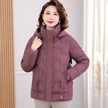 小个子妈妈冬装棉服短款帽子可拆帽棉衣中老年女装洋气棉袄外套