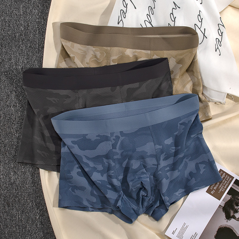 Men's Underwear Ice Silk Cool Camouflage Summer Thin Style Antibacterial Seamless Breathable Boxer Shorts Summer Ice Silk Camouflage Men's Underwear Ice Silk Cool Camouflage Summer Thin Style Antibacterial Seamless Breathable Boxer Shorts Summer Ice Silk Camouflage