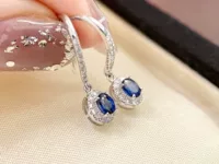 18K золото натуральный синий сокровище бриллиант ухо крючок au750 золото Овальный Королевский сапфир серьги с GRC большой карты
