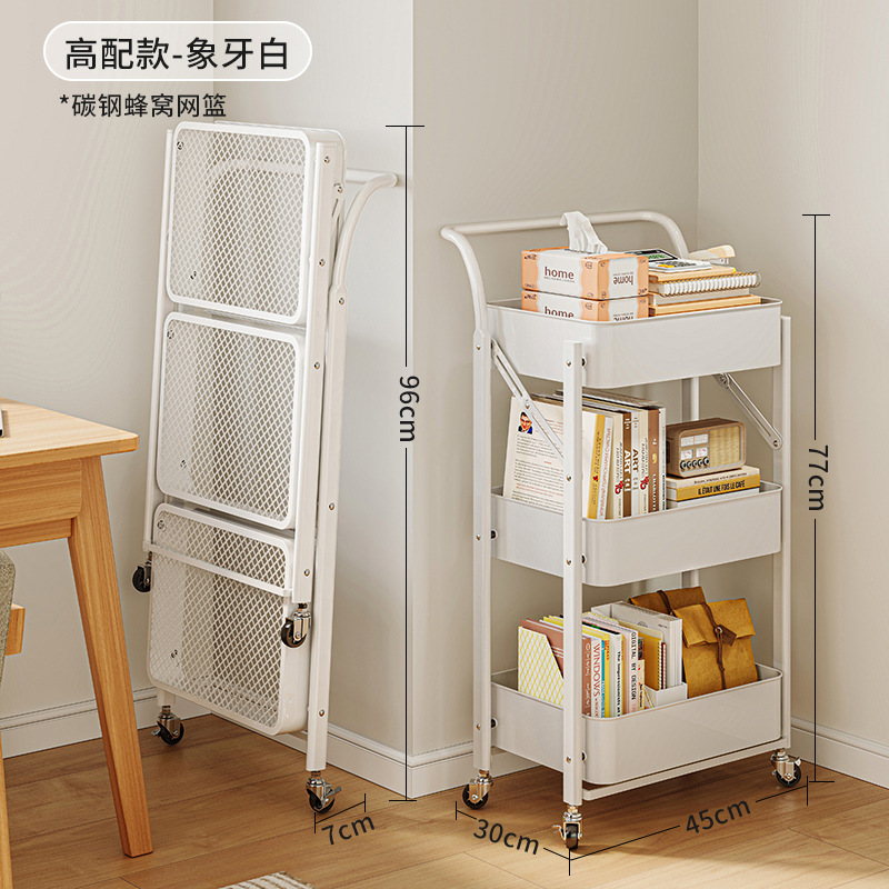 Carro plegable estantería estante de almacenamiento piso dormitorio snack Rack móvil ruedas cocina rack de almacenamiento