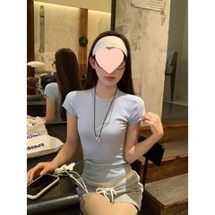 工場在庫半袖Tシャツレディース夏韓国風スイートホットガール無地スリムフィット純粋な欲望トップス直販