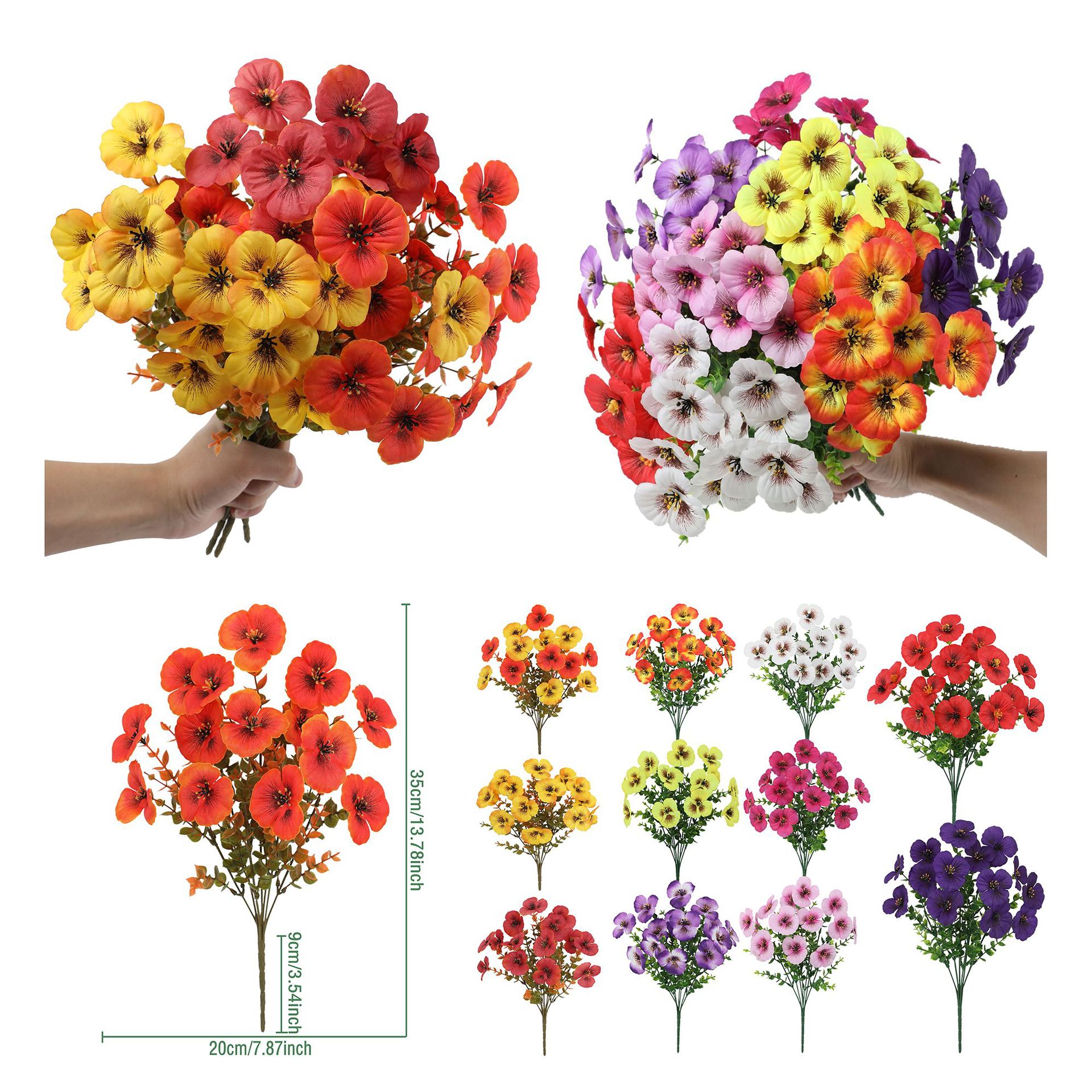 Cross-Border Simulated Green Plants Eucalyptus Pansy Wedding Decoration Fake Flower Ornaments Photography Props Simulated Flowers Wholesale