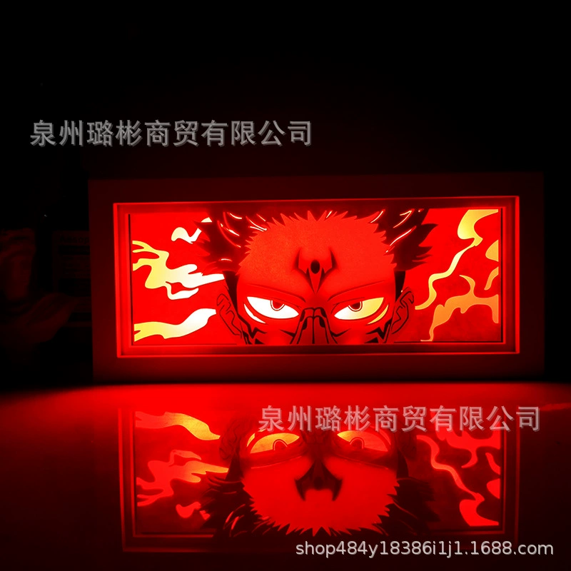 Бумажный резной светильник One Piece Luffy, деревянная рамка, настольный ночник, монохром/ RGB