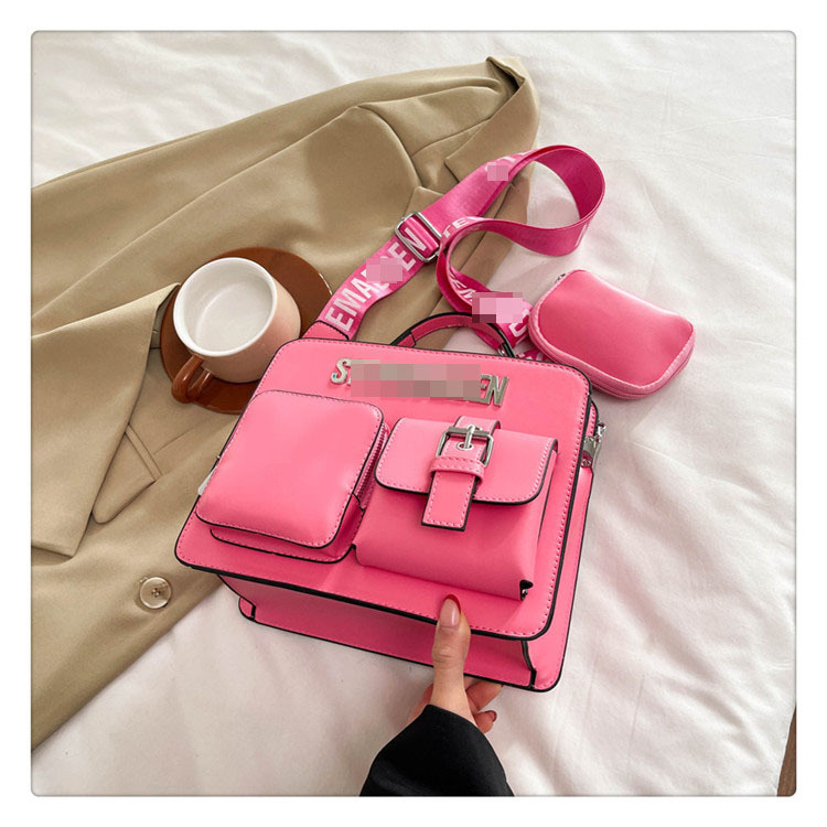 Bolso de moda de estilo europeo y americano 2025 primavera nuevo estilo simple y atmosférico bolso de letras cinturón de hombro ancho bolso de mensajero de un solo hombro