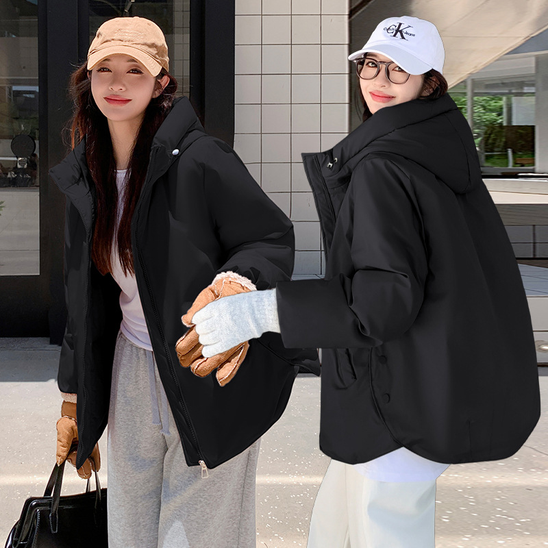 2025 otoño y invierno surcoreano Dongdamen nuevo temperamento de moda ropa de algodón de algodón de cuello vertical ropa de algodón de mujer abrigo corto