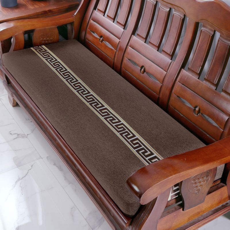 红实木沙发坐垫加厚高密度海绵垫子三连座防滑可拆洗连体长条椅垫