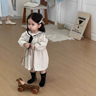 女童秋季连衣裙韩版童装宝宝春款衣服儿童圆点公主裙女孩秋装裙子