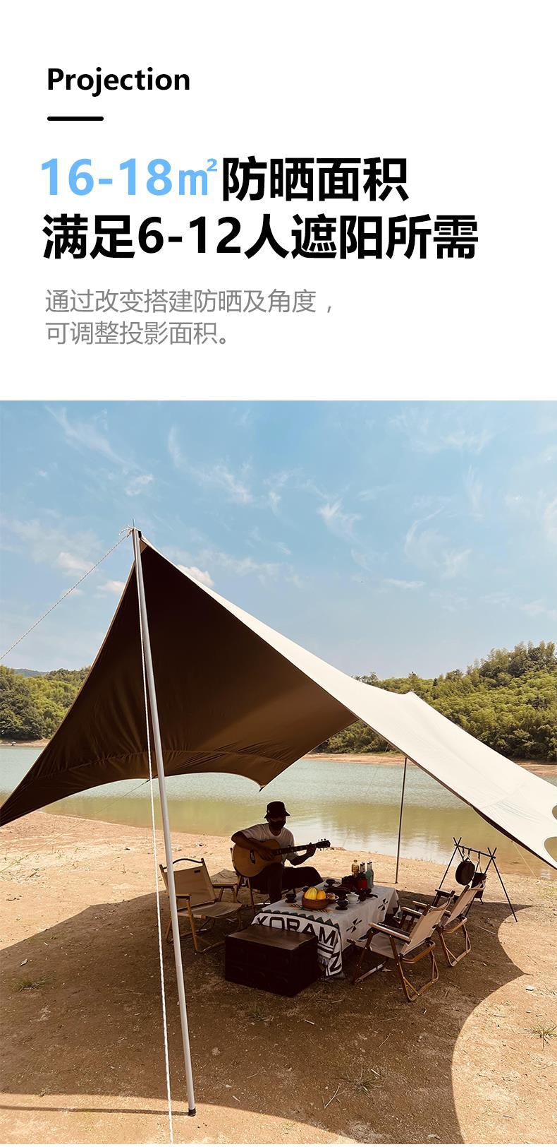 Black Glue Canopy Butterfly Outdoor Camping Tent Picnic Equipment Super Light Camping Black Glue Coated Hexagon Awning