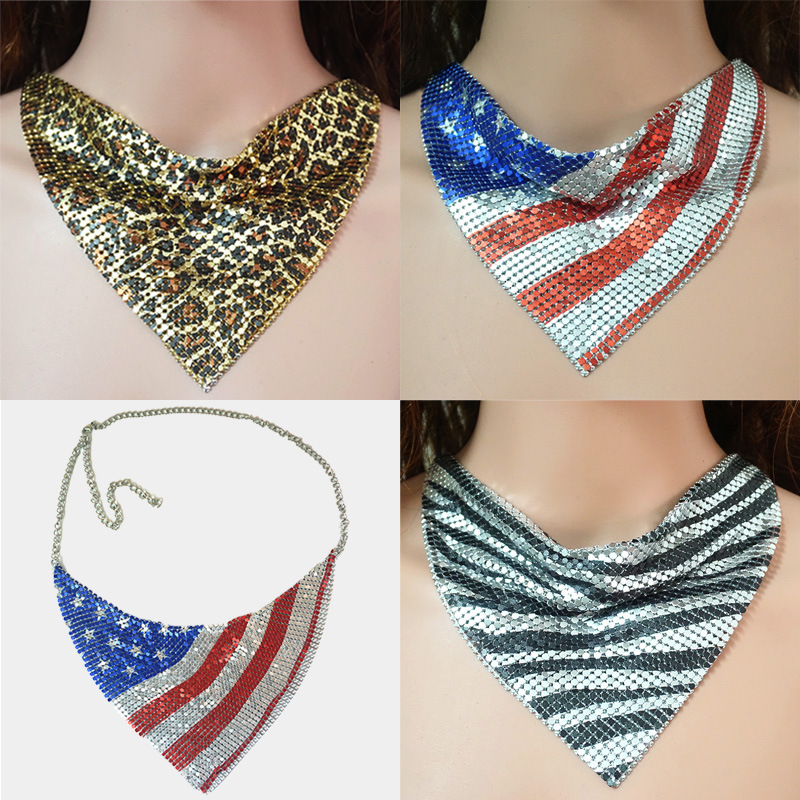 American independent day necklace exaggerated large aluminum cross…