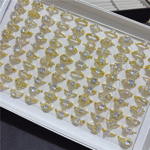 韩版百搭保色大部分开口结婚戒指微镶水晶锆石仿莫桑钻戒指环批发