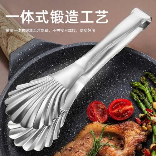 Factory direct sales stainless steel shell clips high-end Western food clips restaurant bread clips buffet color-plated scallop clips