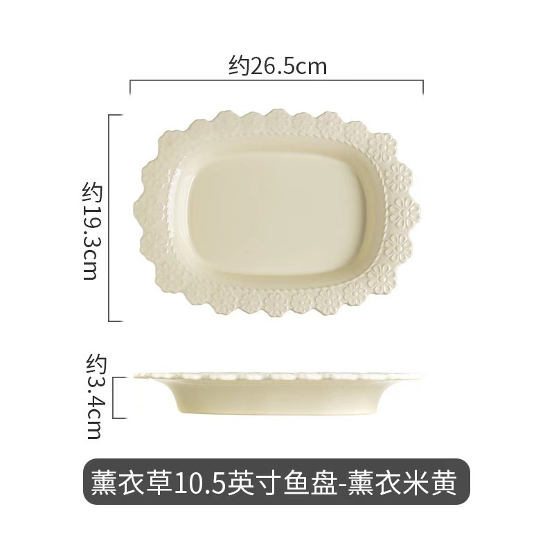 Francés retro ins en relieve cubiertos de cerámica creativos bordes de encaje plato de filete de comida occidental platos caseros platos planos