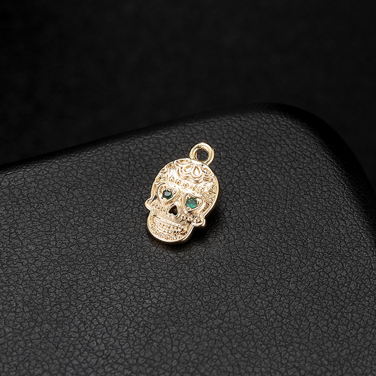 6g Weight Zircon Inlay Material Jewelry Accessories Classification 1 Piece Copper Zircon Star Eye Skull Jewelry Accessories