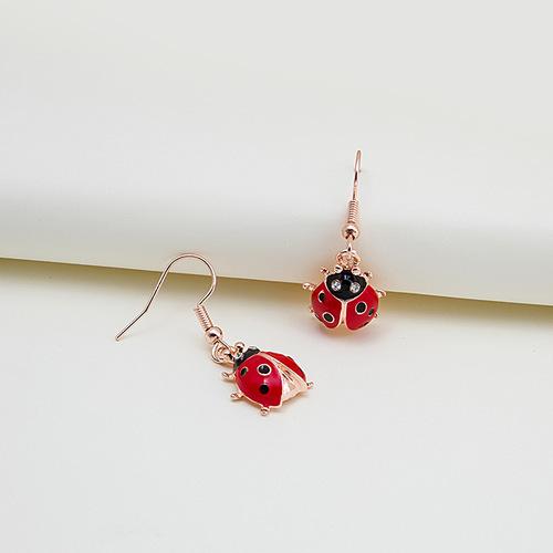 National style new product hot sale four seasons insect style seven-star ladybug earrings ear hook pendant jewelry wholesale
