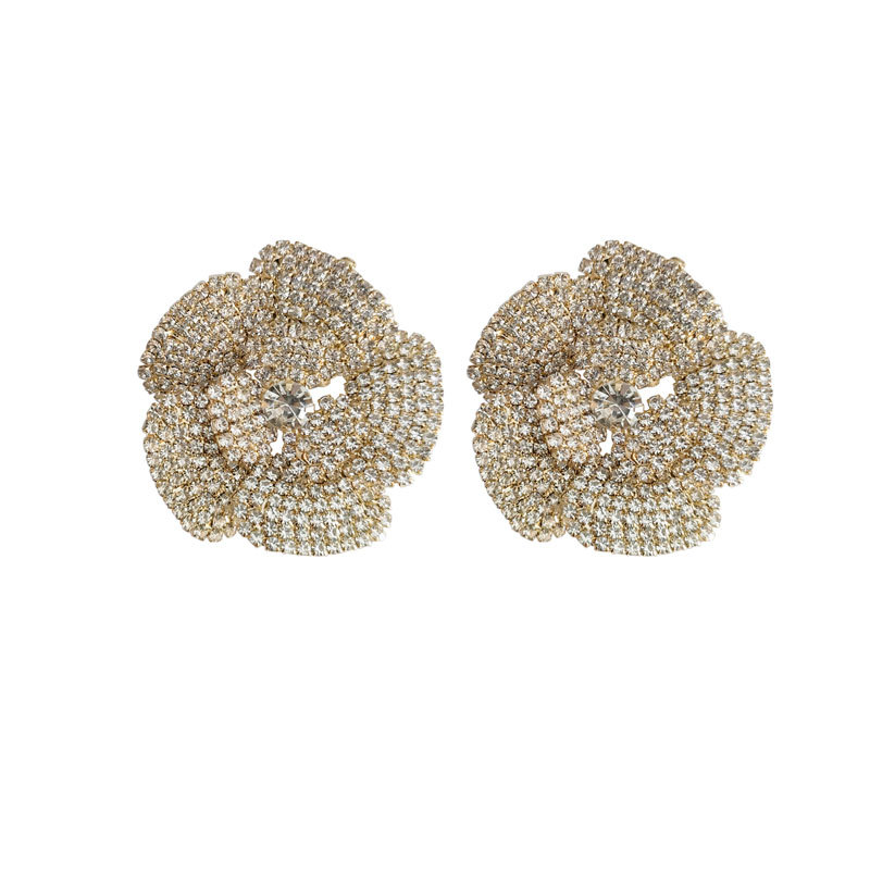 Banquet, Cocktail Party Occasion 1 Pair Elegant Lady Streetwear Flower Rhinestone Ear Studs