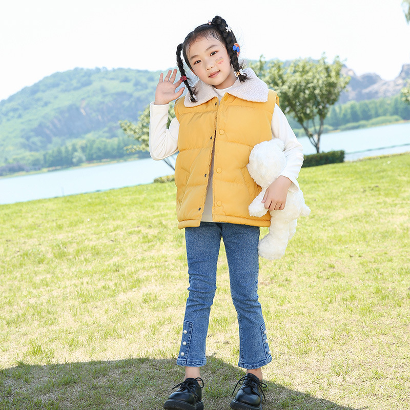 Chaleco de algodón para niños con forro polar para niños y niñas Chaleco de ropa exterior para niños mediano y grandes chaleco protector para niños Otoño e Invierno Nuevo