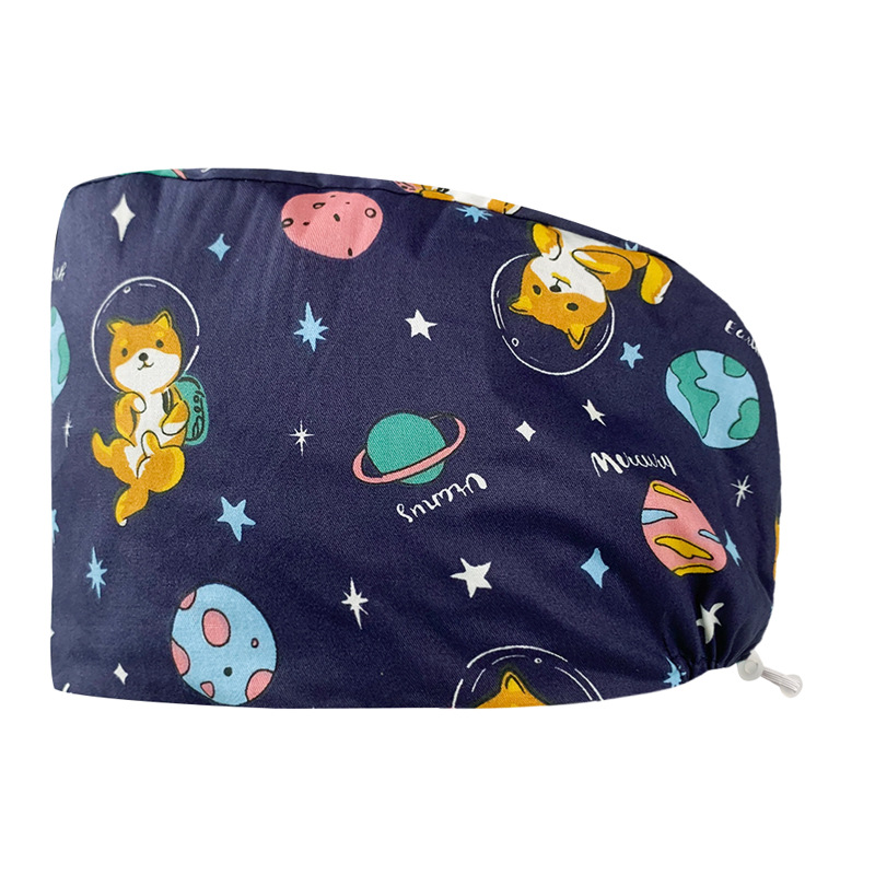 Algodón puro impreso casquillo de la enfermera tapa médica hogar tapa de la cocina aceite de catering a prueba de humo anti-pelo sombrero de trabajo de la enfermera