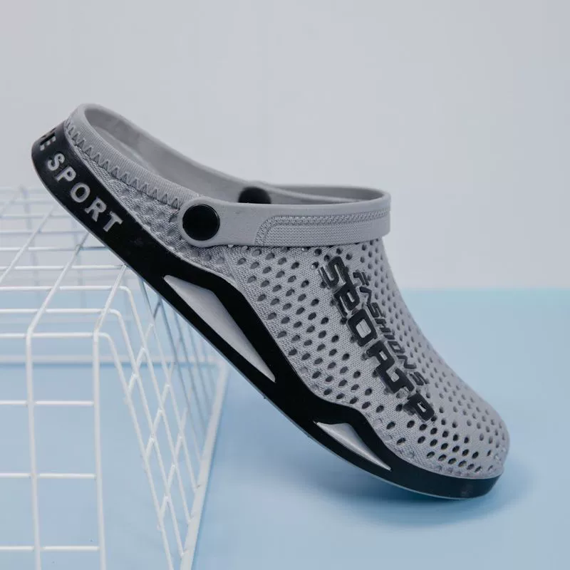 Новые мужские дышащие сабо в корейском стиле, пляжные сандалии двойного назначения, модные уличные сандалии на толстой подошве для пар