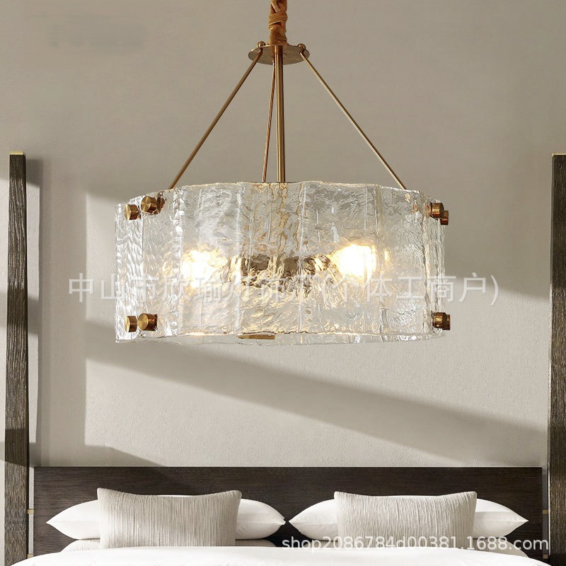 Sala de estar de vidrio italiano, comedor ligero, iluminación moderna simple, dormitorio, lámpara de vidrio italiano, candelabro, posmoderno americano