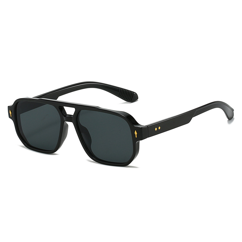 New Fashion Double Bridge Rice Nail Sunglasses Men's Wholesale Retro Casual Driving Business Sunglasses