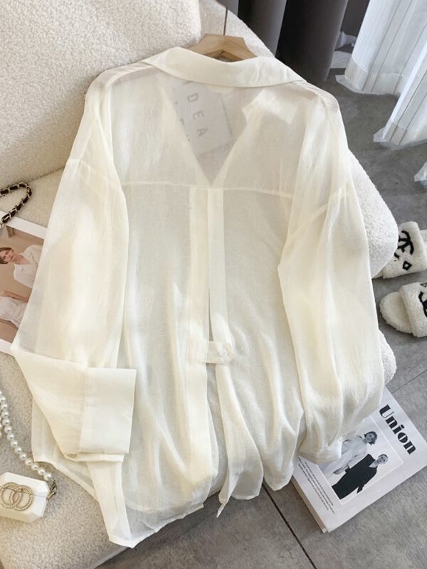 Chiffon Sun Protection Shirt with Back Slit for Women, New Summer Korean Style Loose and Stylish Thin Cardigan Jacket Chiffon Sun Protection Shirt with Back Slit for Women, New Summer Korean Style Loose and Stylish Thin Cardigan Jacket