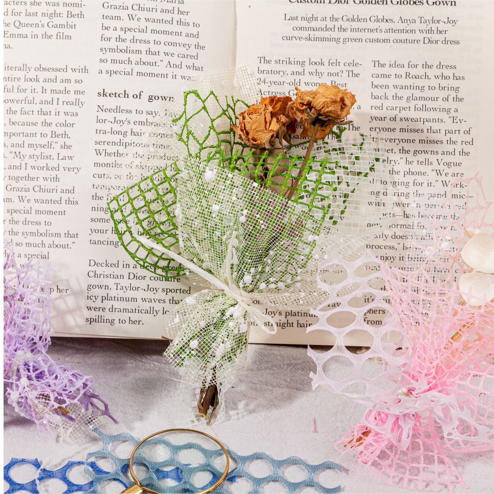 Retro historia material bolsa luz sueño serie ins mano cuenta DIY material decoración base 15 unidades en 4