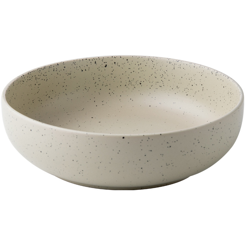 Práctico y grueso cuenco de sésamo de 8 pulgadas cuenco de esmalte cuenco de ensalada retro cuenco de exportación transfronteriza cuenco de cerámica