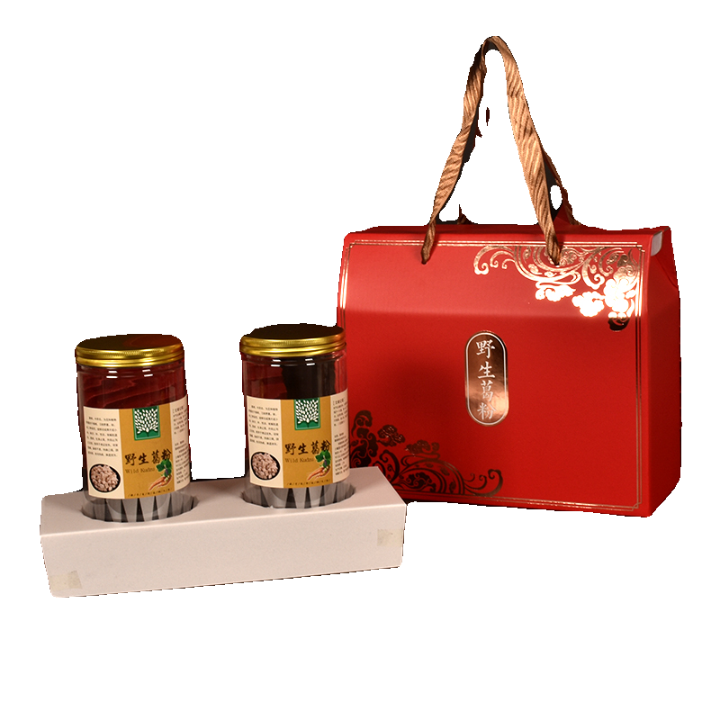 8518 polvo de raíz de kudzu Pueraria salvaje envasado de plástico botella vacía cubierta de oro al por mayor en stock