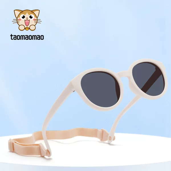 Fashionable Soft Silicone Baby Sunglasses 0-3 Years Old Kidsren's Round Sunglasses Anti-Uv High-End High-Definition Polarized
