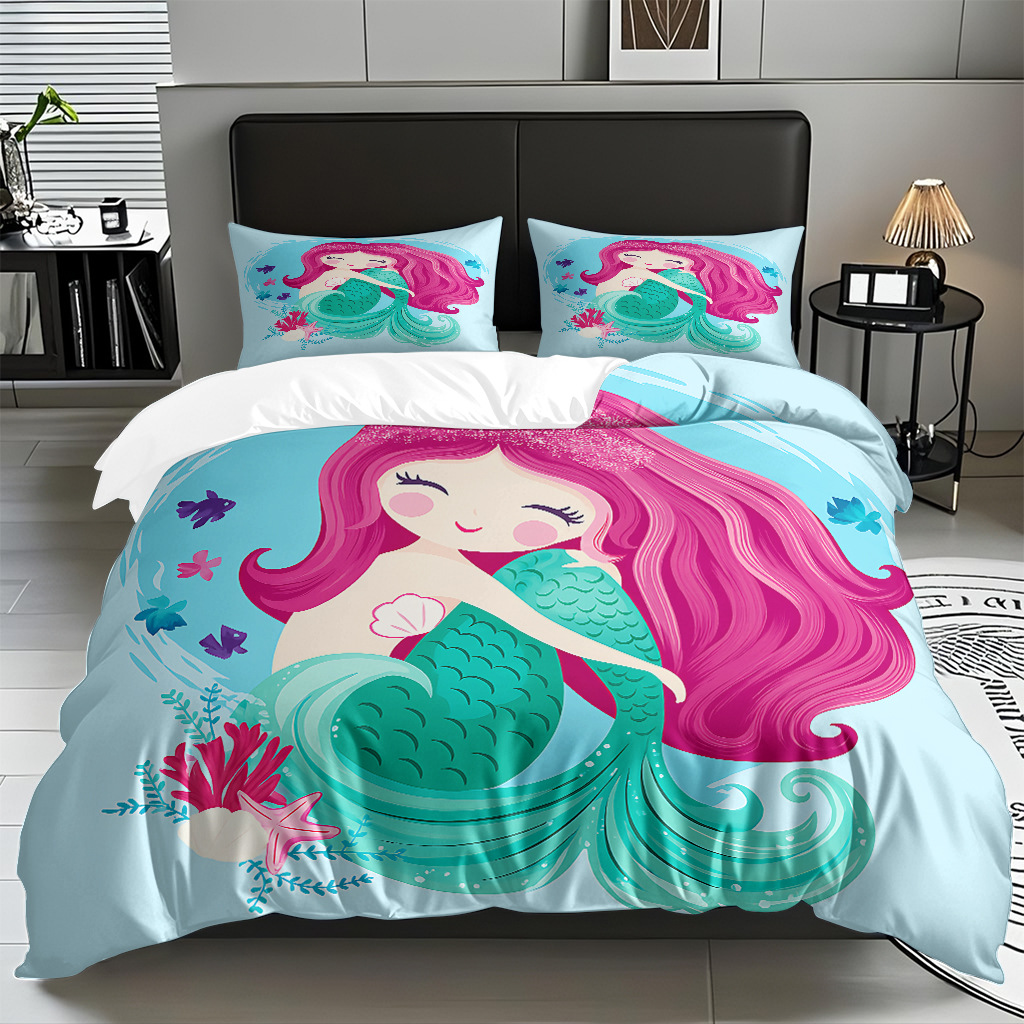 TEMU / JIT transfronterizo dibujos animados sirena digital impresión quilt kit fuente fábrica directa