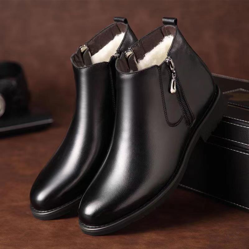 2024 Winter Warm Fleece-Lined Thickeneded Men's Casual Leather Shoes Zipper Slip-On Cotton Boots High-Top Cotton Shoes for Middle-Aged and Elderly People 2024 Winter Warm Fleece-Lined Thickeneded Men's Casual Leather Shoes Zipper Slip-On Cotton Boots High-Top Cotton Shoes for Middle-Aged and Elderly People
