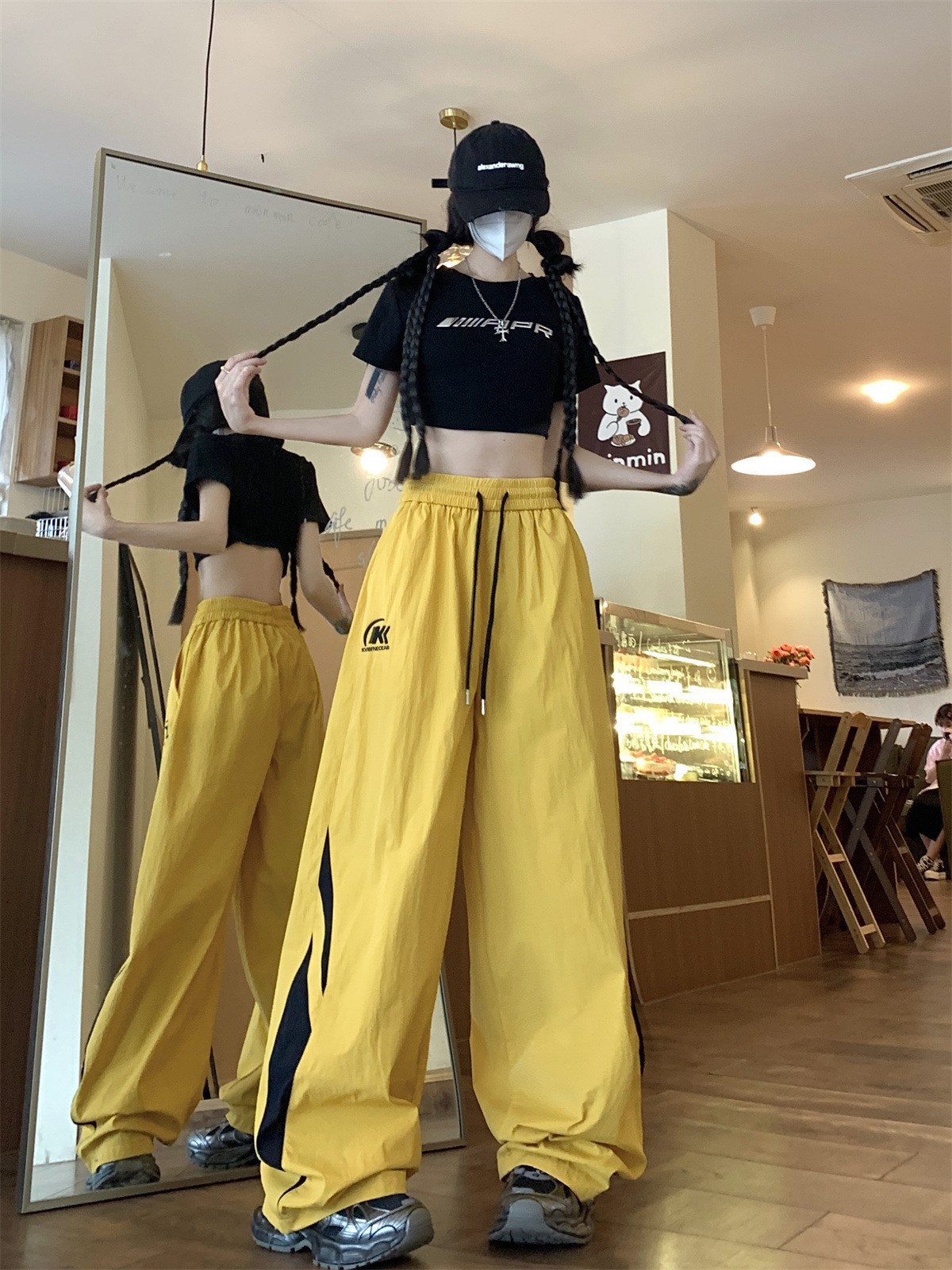 Dopamine American Style Color-Blocking Sports Casual Pants for Men and Women 2025 New Loose Versatile Waterproof Softshell Pants