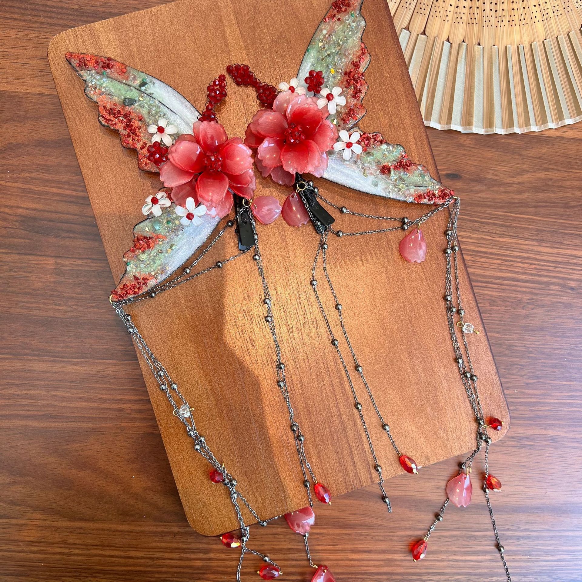 Super Fairy Butterfly Back Edge Clip Long Tassel Pendant Clip Ancient Style Headwear New Chinese Style Han Dynasty Accessories Headwear