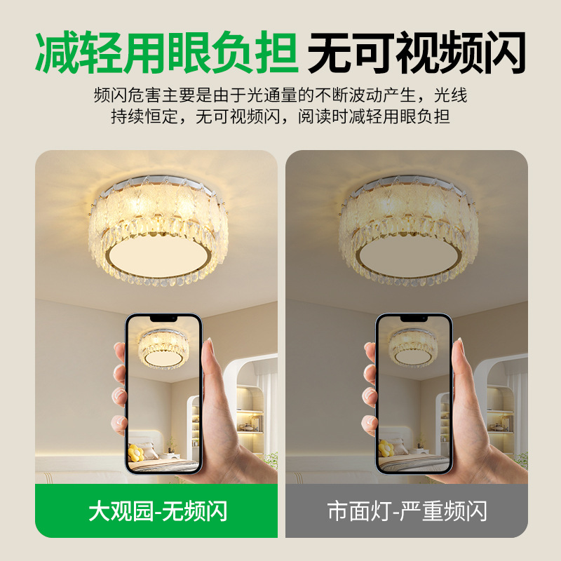 Grand View Garden lámpara de cristal francesa sala de estar alta sensación de protección de ojos de espectro completo LED dormitorio estudio lujo luz lámpara 413L
