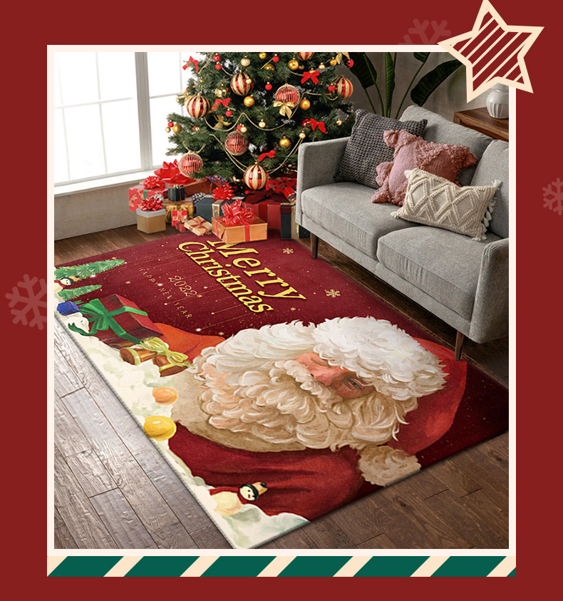圣诞节地毯,地垫,卧室地毯,客厅地毯,节日地毯,装饰毯,红色地毯