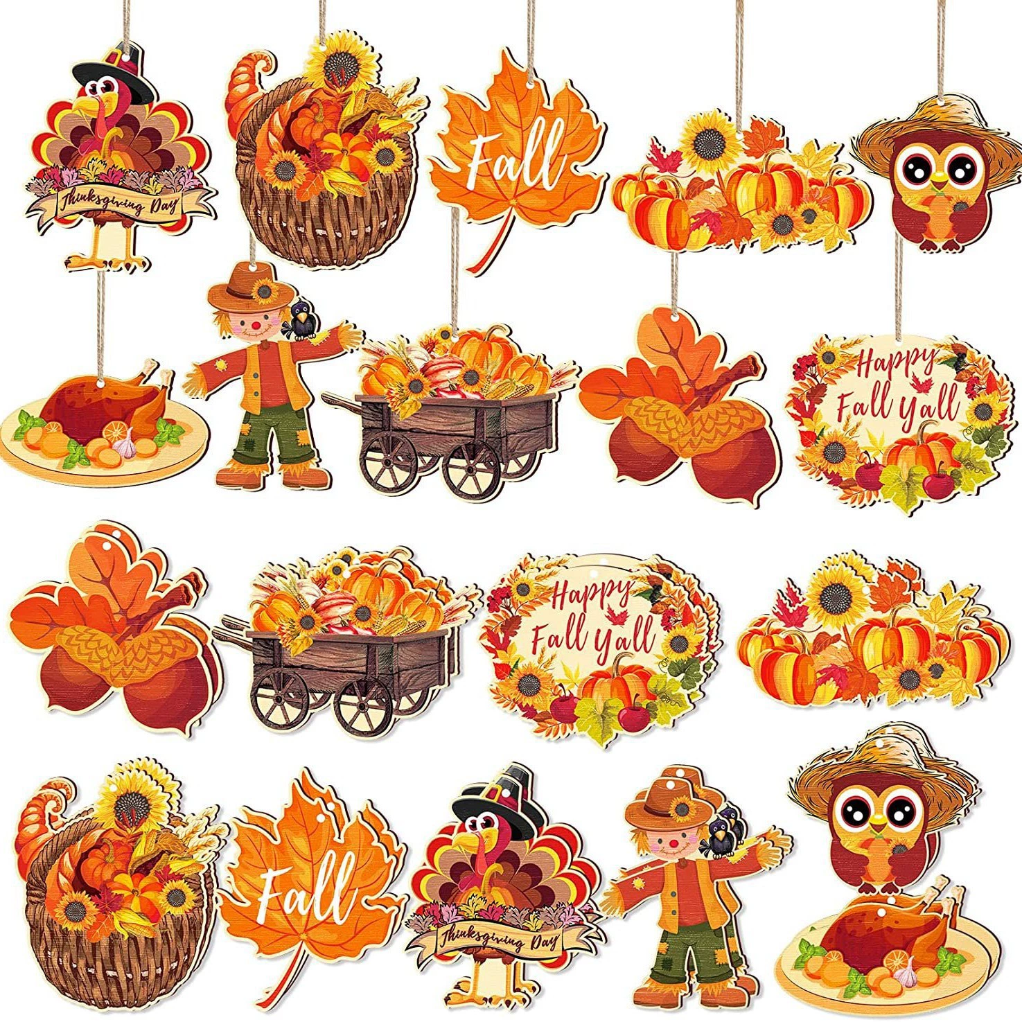 Деревянные украшения для осени и Дня Благодарения: кленовый лист, тыква, индейка, осенние подвески для дерева, декор для семейных праздников